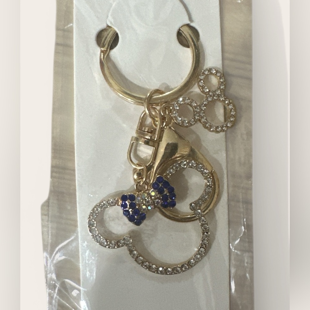 Gold and Blue Crystal Keychain